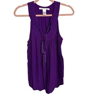 Diane Von Furstenberg Purple Tassel Tank Top Size 6